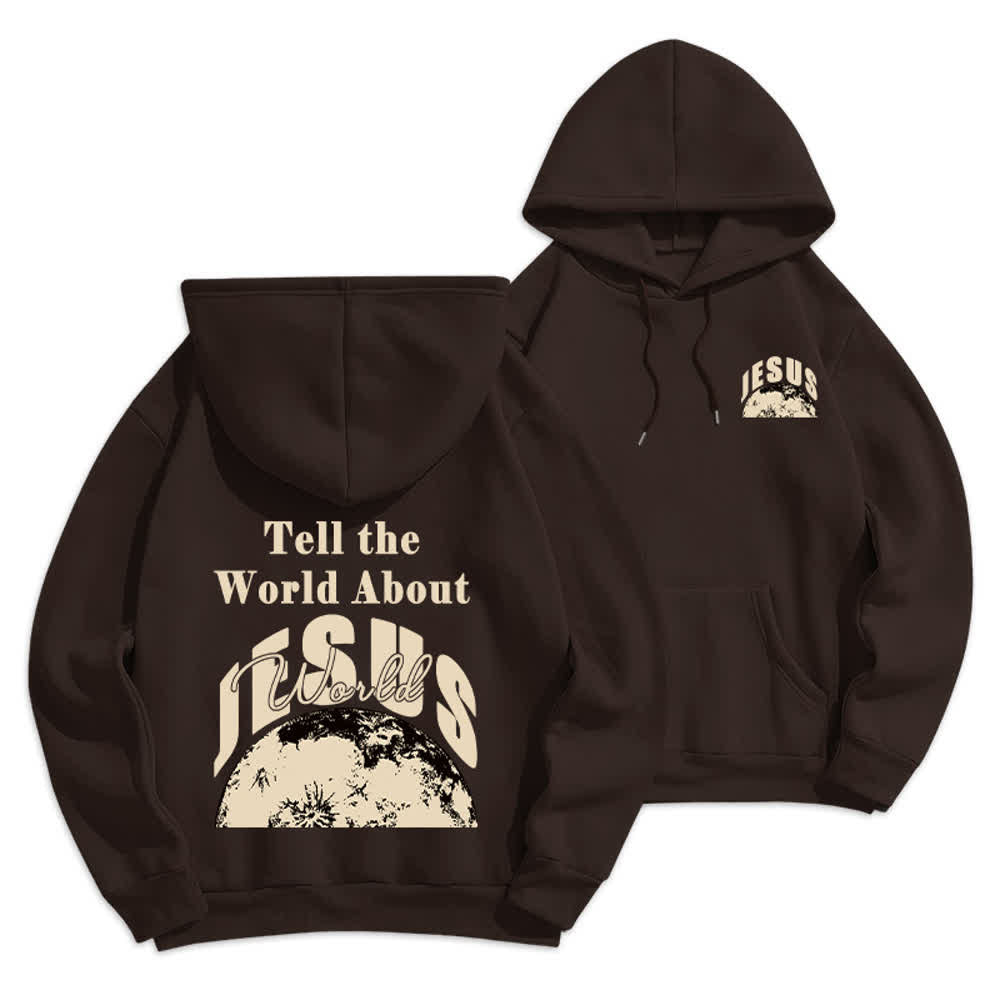 Christianartworkshop Sudadera con capucha forrada de felpa con el lema "Cuéntale al mundo sobre Jesús" - Negro - 2XL - image 0