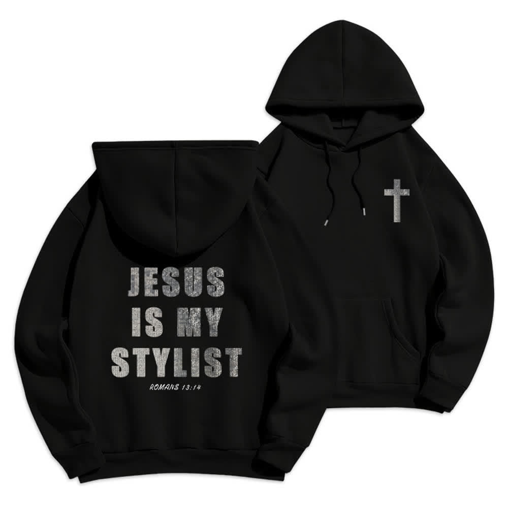 Christianartworkshop Sudadera con capucha extragrande con estampado de Jesús es mi estilista (Romanos 13:14). - Negro - 2XL - image 0