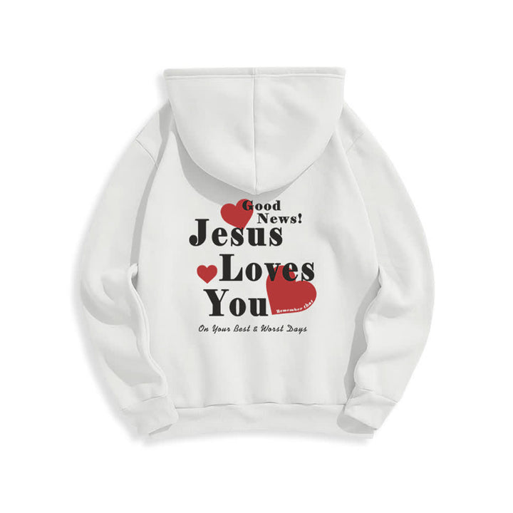 Christianartworkshop Sudadera con capucha de forro polar con el mensaje "Jesús te ama, buenas noticias" - image 7