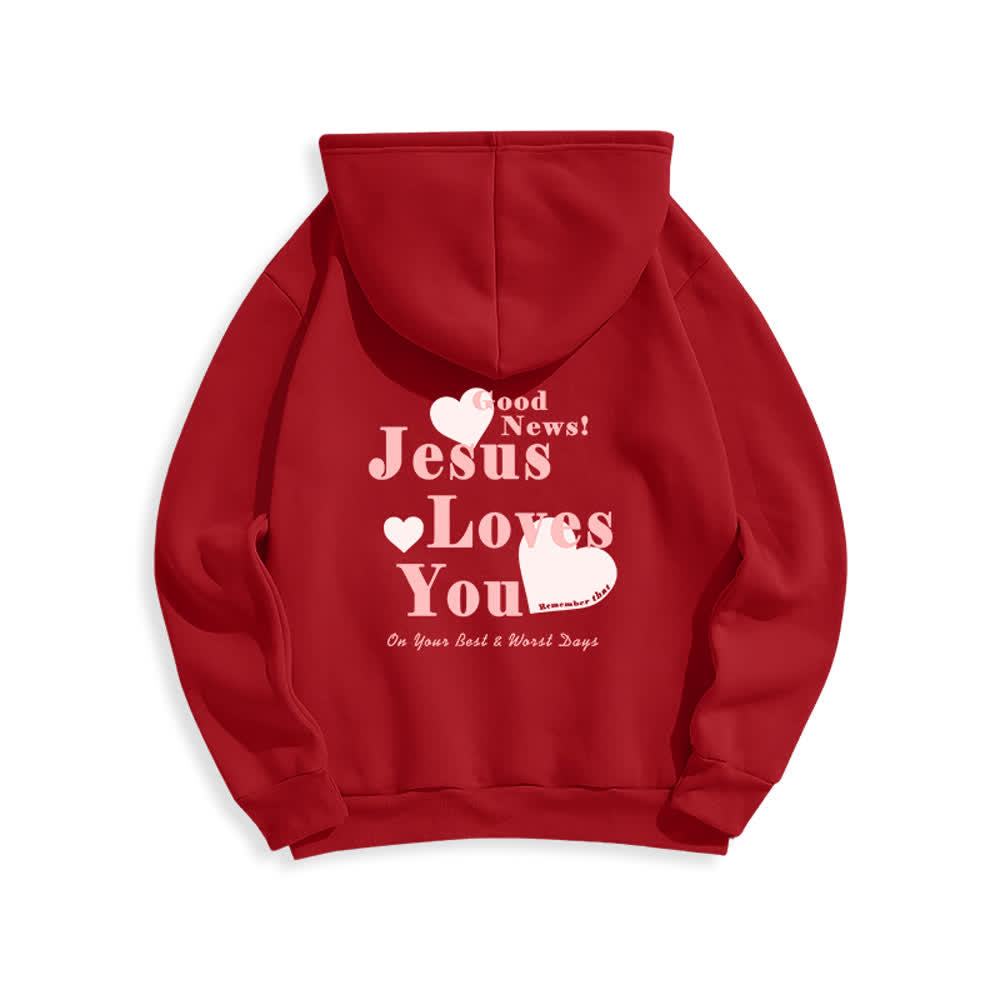 Christianartworkshop Sudadera con capucha de forro polar con el mensaje "Jesús te ama, buenas noticias" - image 22