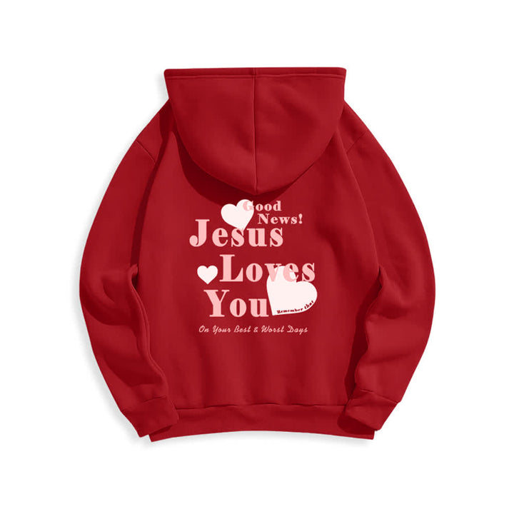 Christianartworkshop Sudadera con capucha de forro polar con el mensaje "Jesús te ama, buenas noticias" - image 22