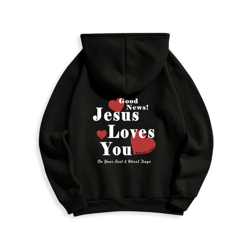 Christianartworkshop Sudadera con capucha de forro polar con el mensaje "Jesús te ama, buenas noticias" - image 10