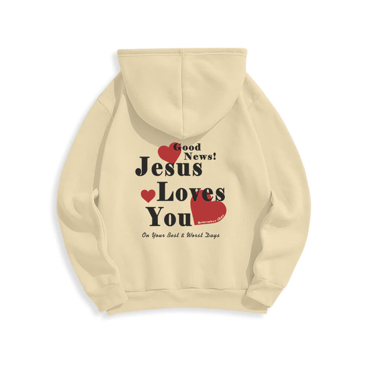 Christianartworkshop Sudadera con capucha de forro polar con el mensaje "Jesús te ama, buenas noticias" - image 1
