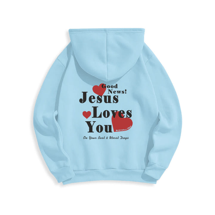 Christianartworkshop Sudadera con capucha de forro polar con el mensaje "Jesús te ama, buenas noticias" - image 4