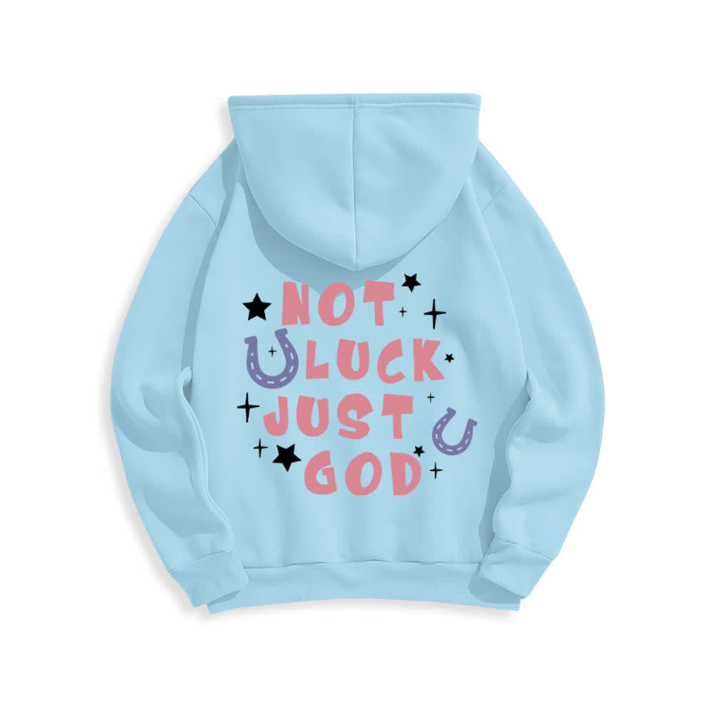 Christianartworkshop Sudadera con capucha estampada con forro polar "Not Luck Just God" (No es suerte, solo Dios) - image 1