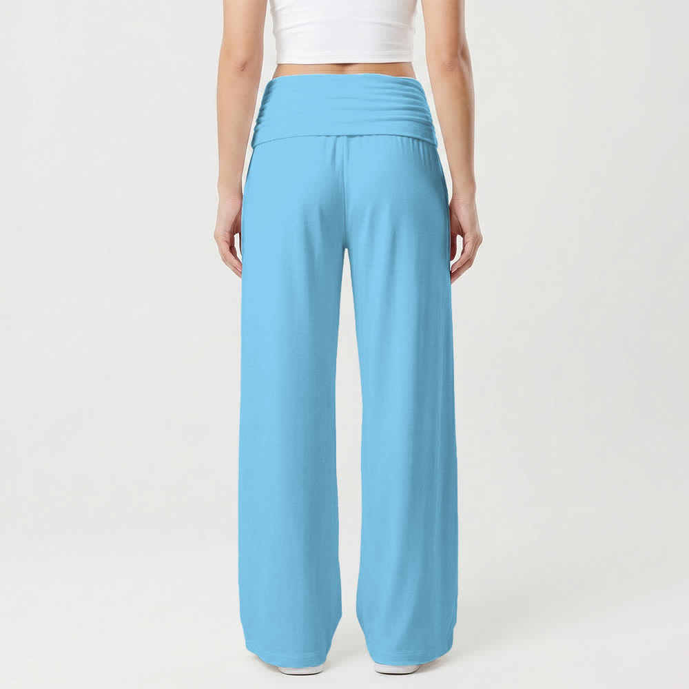 Christianartworkshop Pantalones de mujer de pierna ancha con cintura plegable y cruz de Jesús - image 14