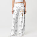 Christianartworkshop Pantalones de pierna ancha para mujer con estampado floral y lazo en gris suave - EE. UU. 22, Reino Unido/Australia 26, UE 54 - image 0