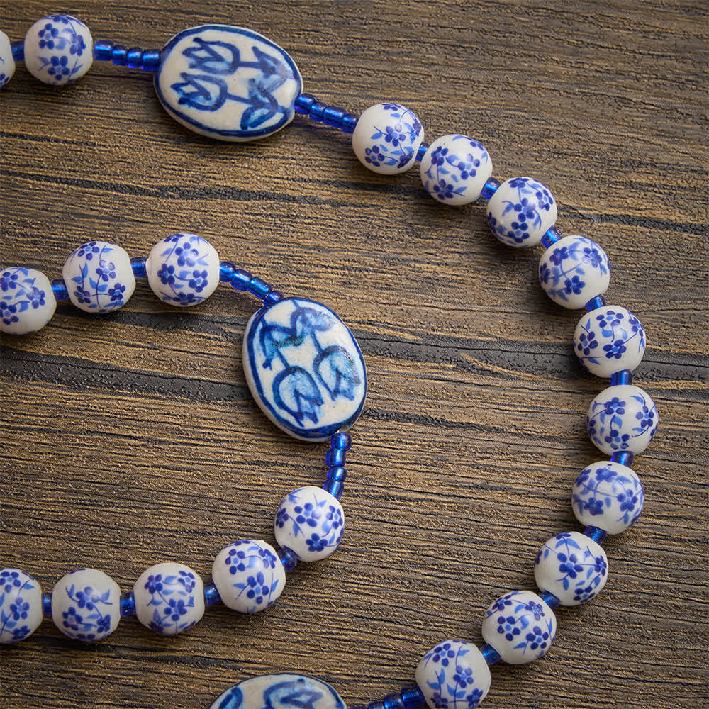 Christianartworkshop Rosario de porcelana azul y blanca de Nuestra Señora de Aparecida: un recuerdo para la observancia de la oración solemne. - image 6