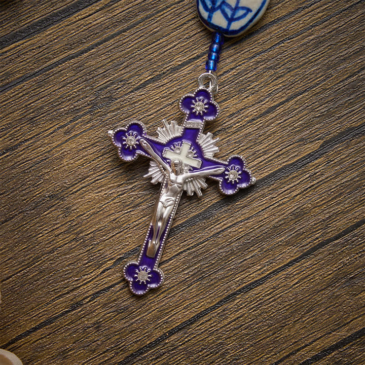 Christianartworkshop Rosario de porcelana azul y blanca de Nuestra Señora de Aparecida: un recuerdo para la observancia de la oración solemne. - image 7