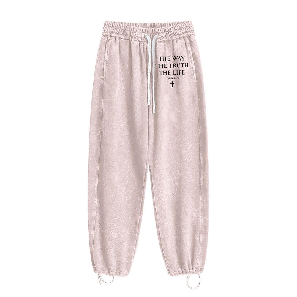 Christianartworkshop El camino La verdad La vida Pantalones de chándal lavados - Beige - 2XL - image 5
