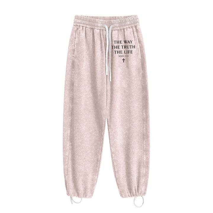 Christianartworkshop El camino La verdad La vida Pantalones de chándal lavados - Beige - 2XL - image 5