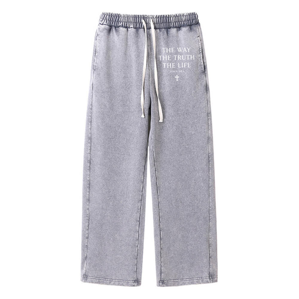 Christianartworkshop El camino La verdad La vida Pantalones de chándal lavados - Gris - 2XL - image 9