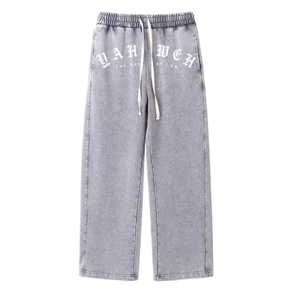 Christianartworkshop Pantalones deportivos Yahweh Vintage con cordón ajustable y corte relajado. - Gris - 2XL - image 0