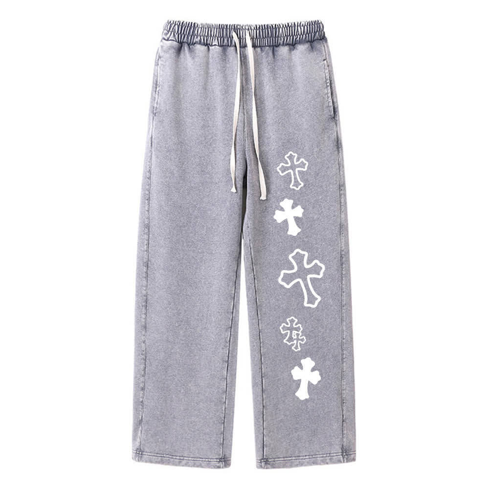 Christianartworkshop Pantalones deportivos Faith Cross Vintage Street lavados - Gris - 2XL - image 0