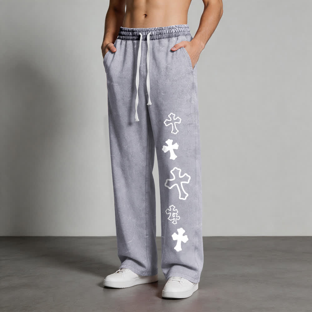 Christianartworkshop Pantalones deportivos Faith Cross Vintage Street lavados - image 1