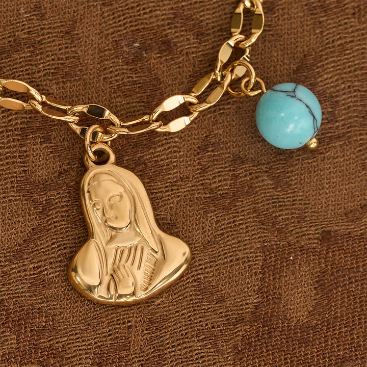 Christianartworkshop Collar con múltiples dijes, crucifijo y cruz, emblema de Nuestra Señora, símbolo de dulce consuelo celestial. - image 5