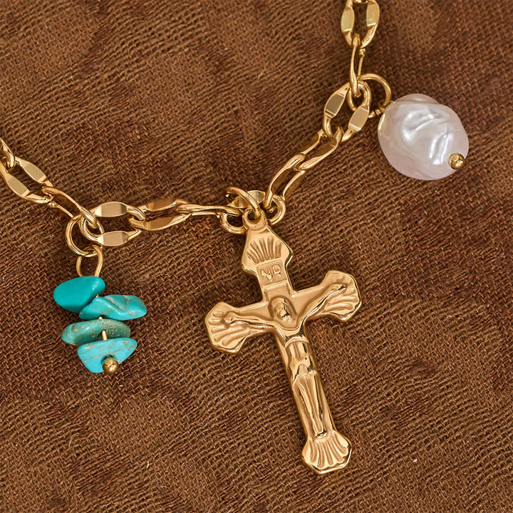 Christianartworkshop Collar con múltiples dijes, crucifijo y cruz, emblema de Nuestra Señora, símbolo de dulce consuelo celestial. - image 4
