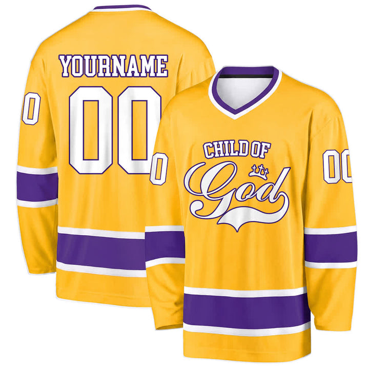 Christianartworkshop Camiseta de hockey Nombre y número personalizados - Amarillo - 5XL - Nombre y número personalizados - image 10