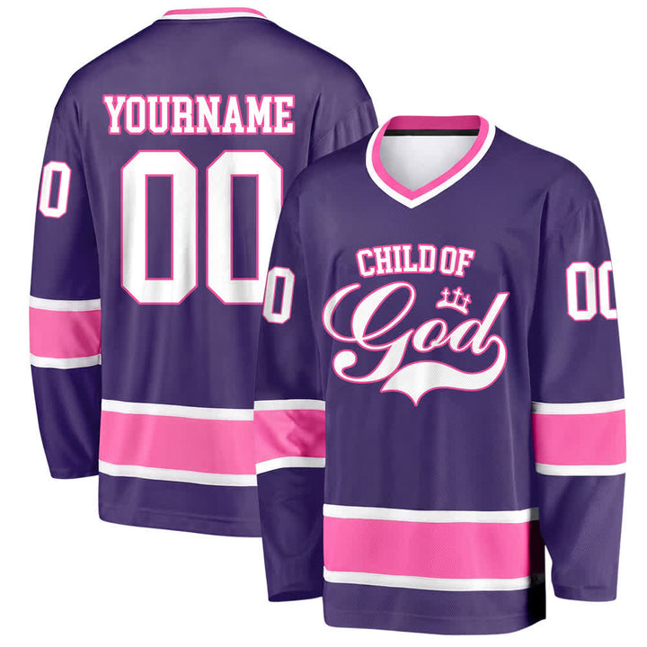 Christianartworkshop Camiseta de hockey Nombre y número personalizados - Púrpura - 5XL - Nombre y número personalizados - image 30