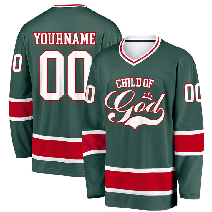 Christianartworkshop Camiseta de hockey Nombre y número personalizados - Verde militar - 5XL - Nombre y número personalizados - image 20