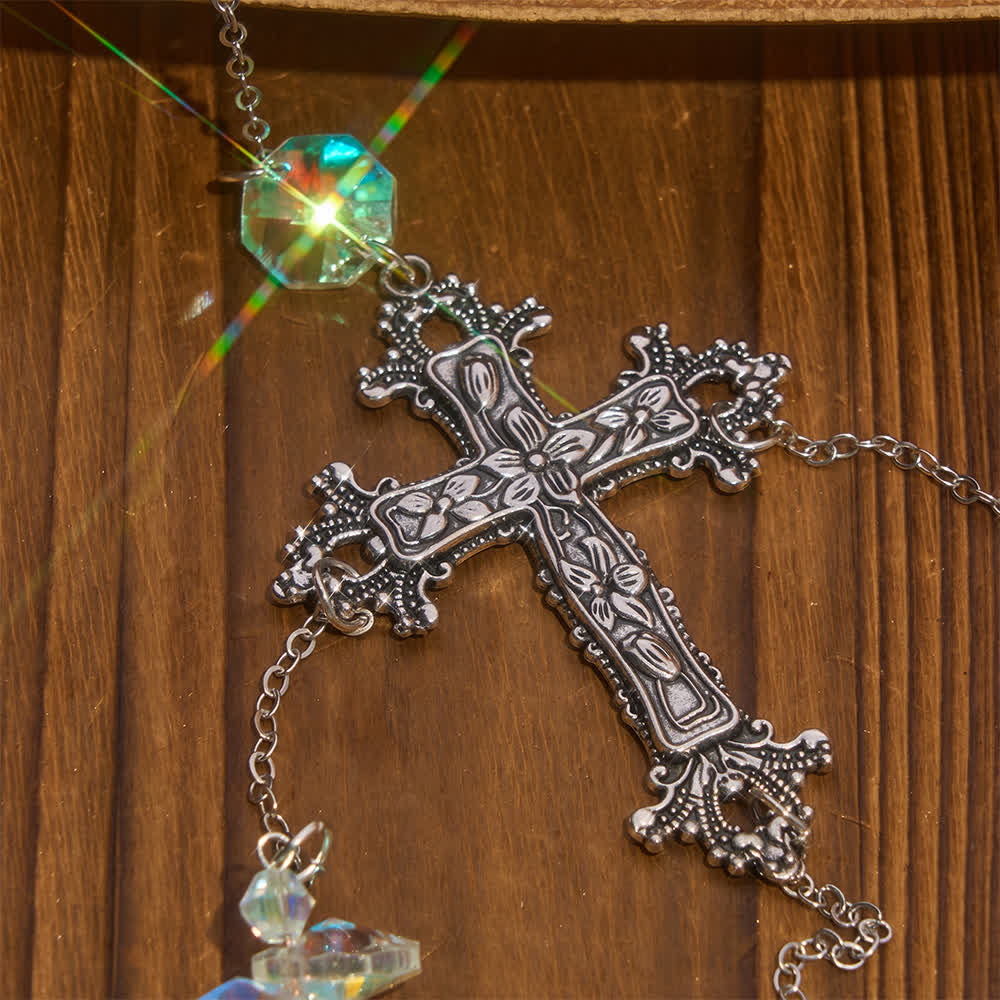 Christianartworkshop Adorno colgante de cristal de múltiples hilos con cruz, símbolo de sereno consuelo divino. - image 4