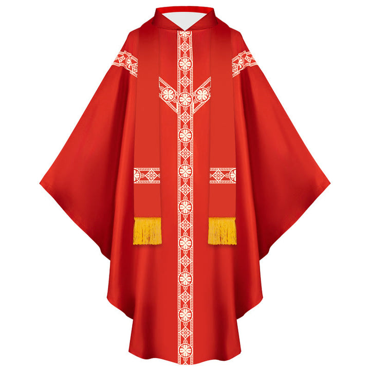 Christianartworkshop Capa medieval de clérigo con motivos religiosos dorados. - Rojo - Talla única (Largo: 130 cm) - image 0