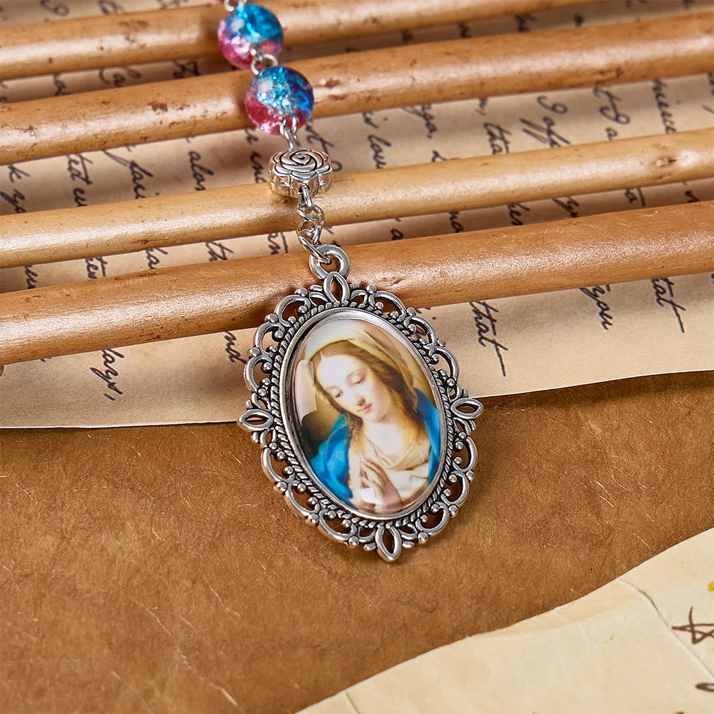Christianartworkshop Rosario de Nuestra Señora con filigrana ornamentada: Emblema de la dulce bendición maternal - image 4