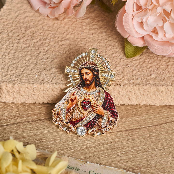 Christianartworkshop Broche detallado de figura sagrada en aleación de zinc: símbolo de la gracia eterna y serena. - Jesús - image 0