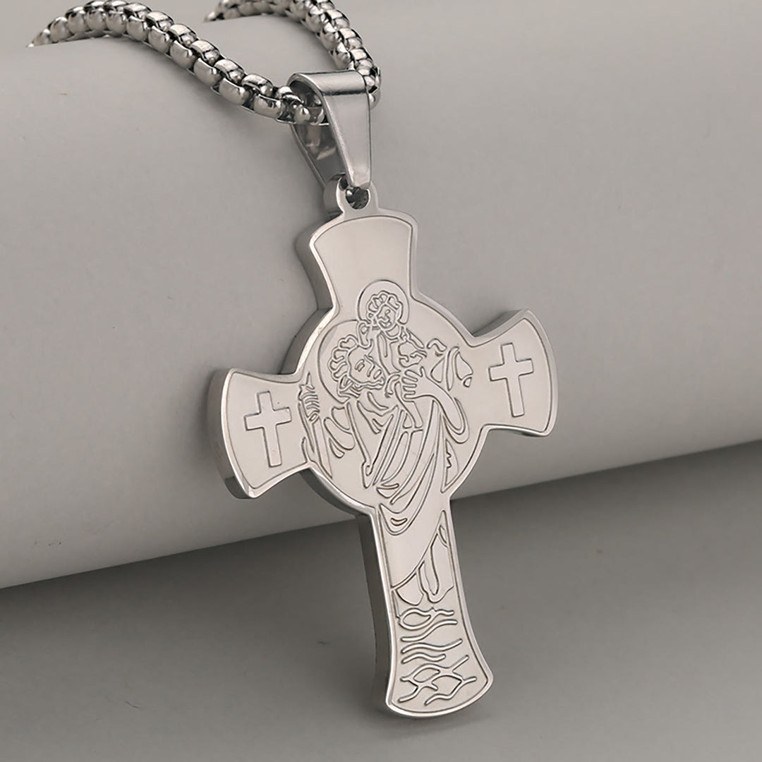 Christianartworkshop Colgante antiguo con la cruz de San Cristóbal: símbolo de tierno, eterno y sagrado consuelo. - Plata - image 3