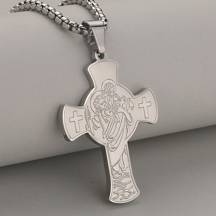 Christianartworkshop Colgante antiguo con la cruz de San Cristóbal: símbolo de tierno, eterno y sagrado consuelo. - Plata - image 3