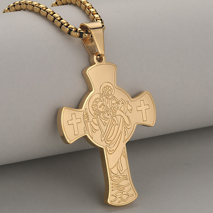Christianartworkshop Colgante antiguo con la cruz de San Cristóbal: símbolo de tierno, eterno y sagrado consuelo. - Dorado - image 2