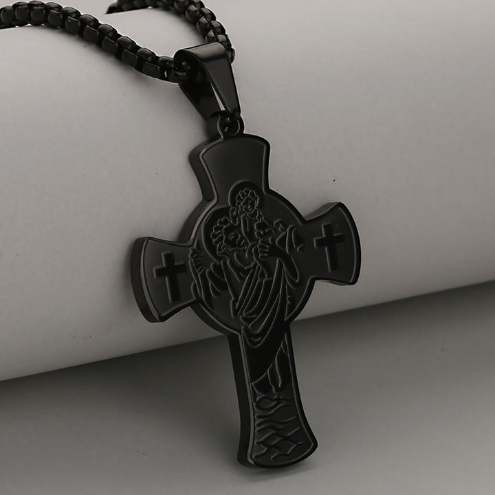 Christianartworkshop Colgante antiguo con la cruz de San Cristóbal: símbolo de tierno, eterno y sagrado consuelo. - Negro - image 4