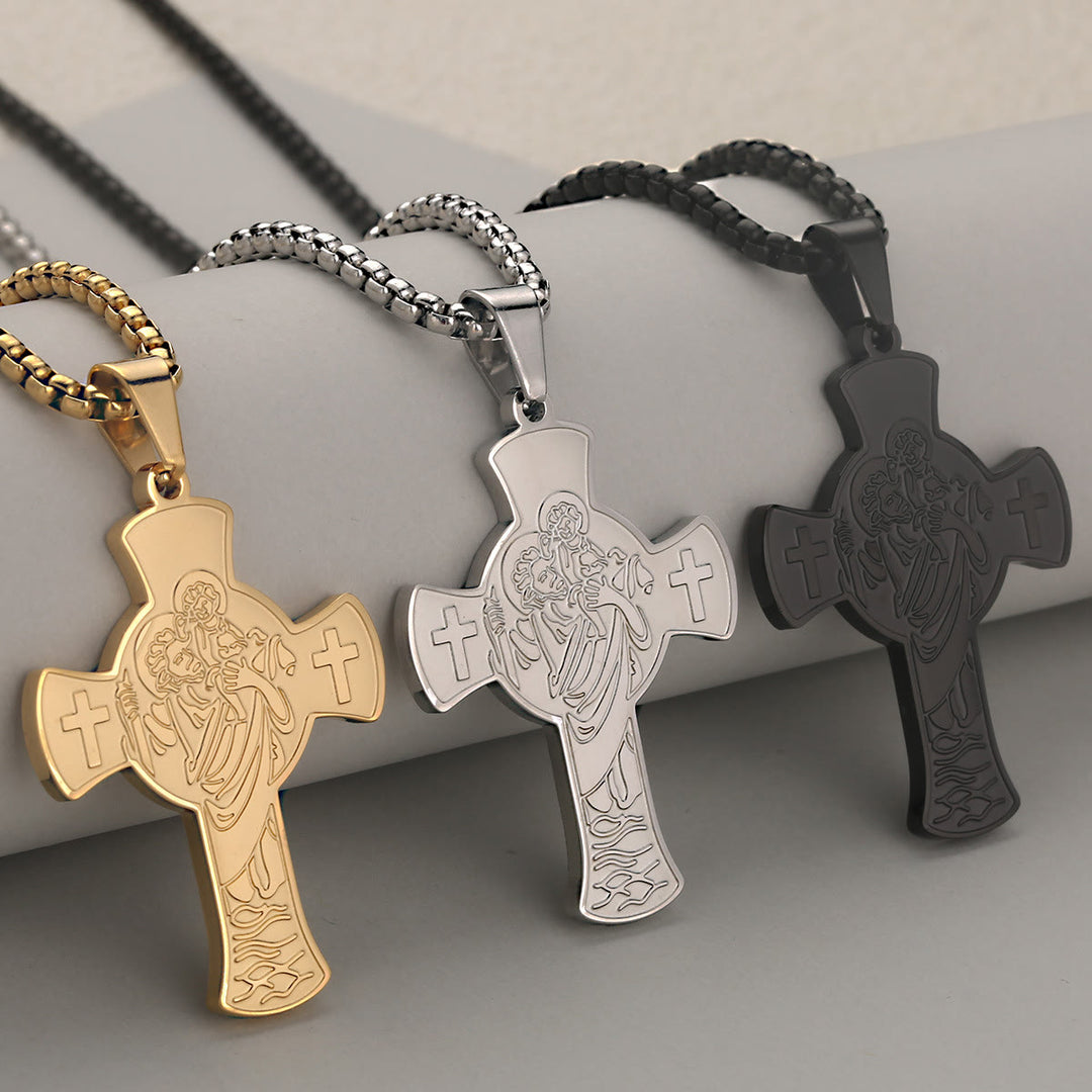 Christianartworkshop Colgante antiguo con la cruz de San Cristóbal: símbolo de tierno, eterno y sagrado consuelo. - image 0