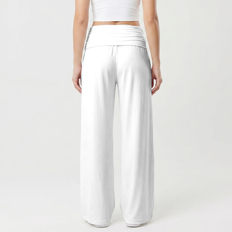 Christianartworkshop Pantalones de mujer de pierna ancha con cintura alta y caída suave con cruz de Jesús. - image 1