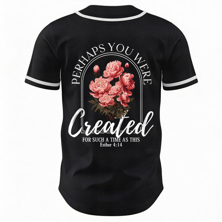 Christianartworkshop "Quizás fuiste creado para un momento como este" Ester 4:14 Camiseta de béisbol con botones y estampado de peonías Faith - image 8