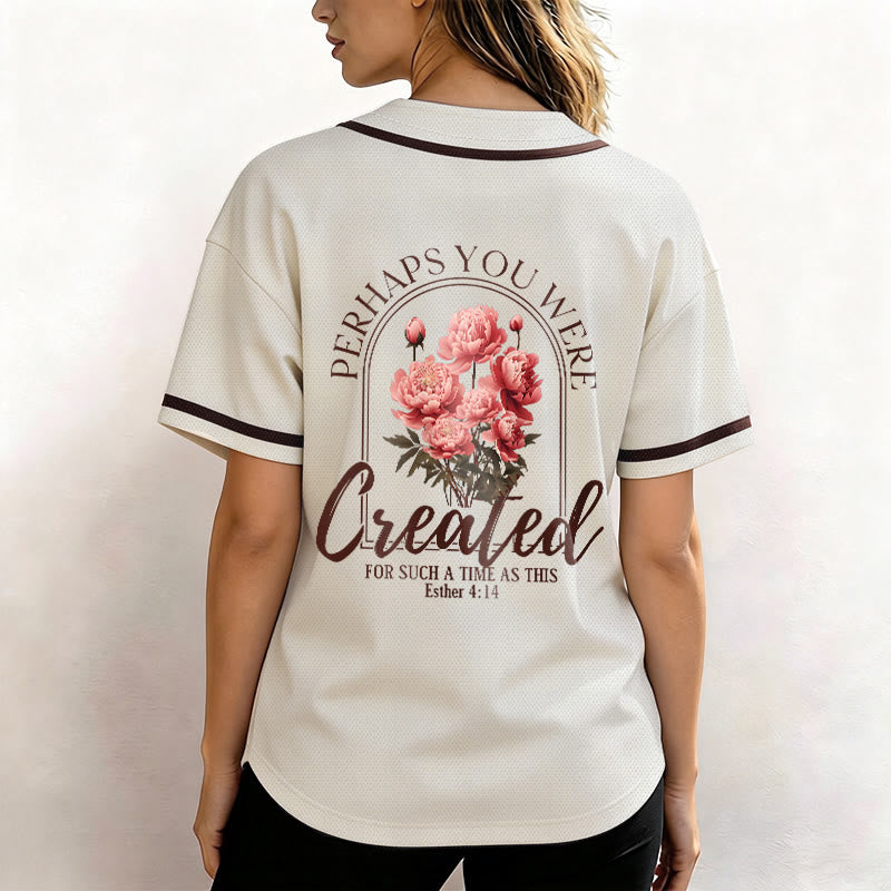Christianartworkshop "Quizás fuiste creado para un momento como este" Ester 4:14 Camiseta de béisbol con botones y estampado de peonías Faith - image 17