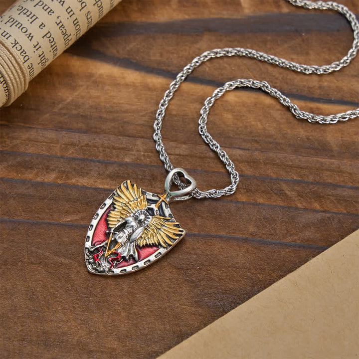 Christianartworkshop Collar con colgante de escudo de San Miguel de aleación: símbolo de valentía y fuerza divina. - image 3