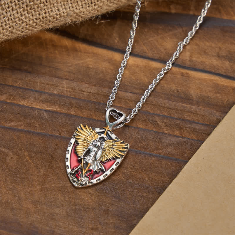 Christianartworkshop Collar con colgante de escudo de San Miguel de aleación: símbolo de valentía y fuerza divina. - image 2