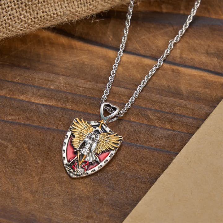 Christianartworkshop Collar con colgante de escudo de San Miguel de aleación: símbolo de valentía y fuerza divina. - image 2