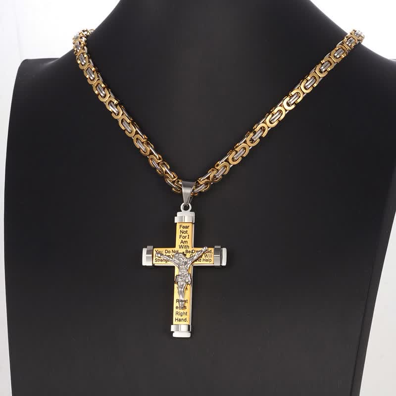 Christianartworkshop Collar con crucifijo de acero inoxidable esculpido en 3D: símbolo de una promesa divina eterna. - image 5