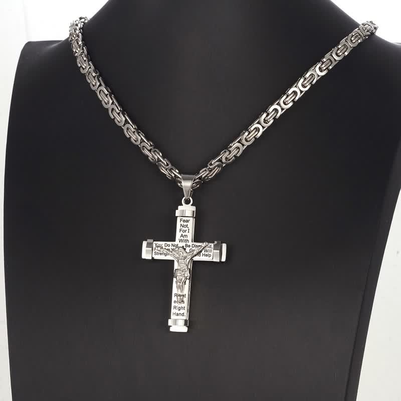 Christianartworkshop Collar con crucifijo de acero inoxidable esculpido en 3D: símbolo de una promesa divina eterna. - image 8