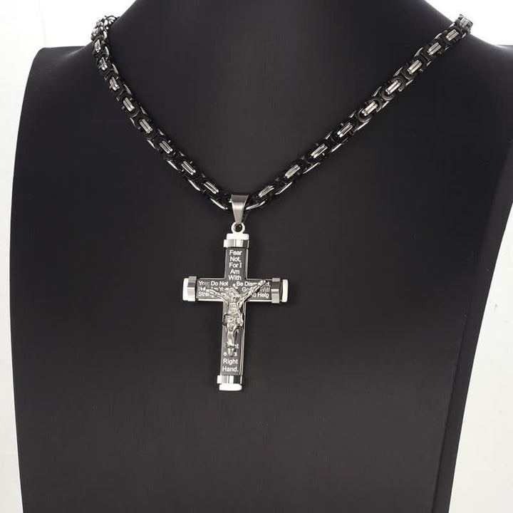 Christianartworkshop Collar con crucifijo de acero inoxidable esculpido en 3D: símbolo de una promesa divina eterna. - image 2