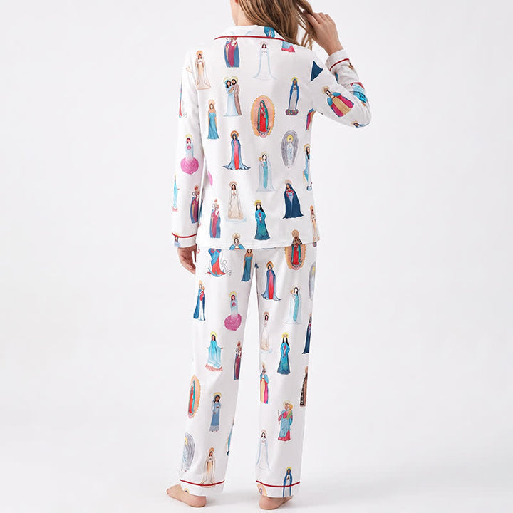 Christianartworkshop Conjunto de pijama de manga larga de Todos los Santos y Nuestra Señora: Descansa en compañía del Cielo - image 3