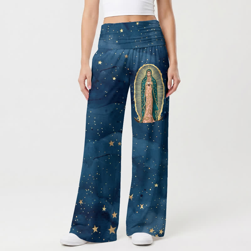 Christianartworkshop Pantalones palazzo de pierna ancha para mujer Guadalupe Starry Night - image 2