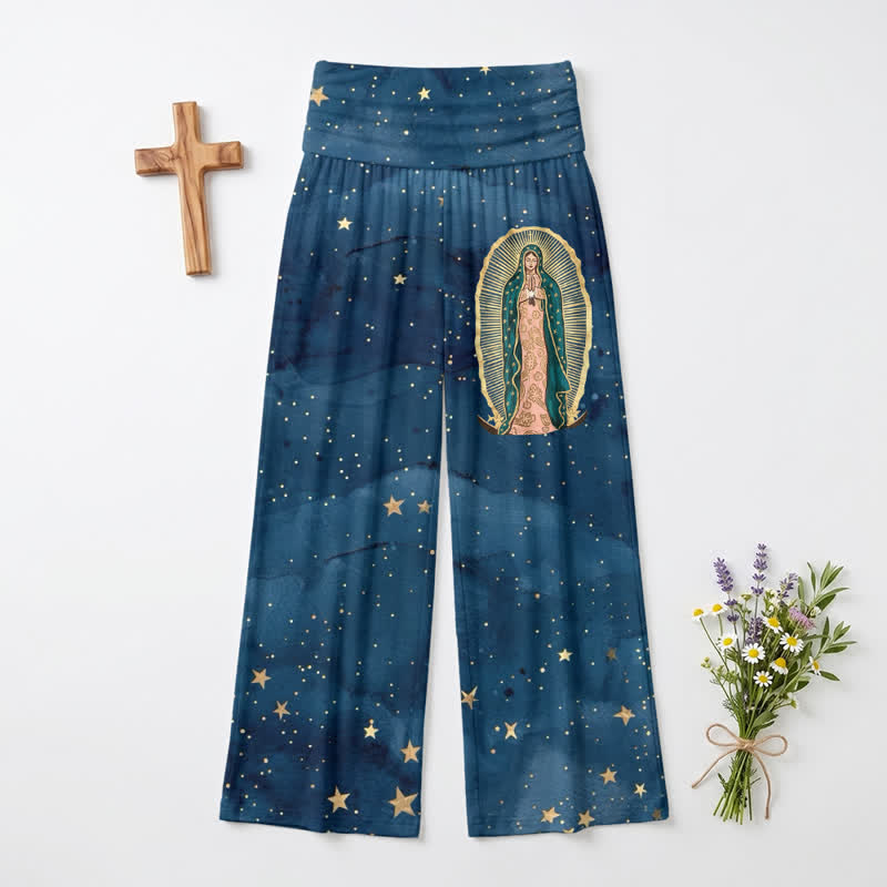 Christianartworkshop Pantalones palazzo de pierna ancha para mujer Guadalupe Starry Night - EE. UU. 22, Reino Unido/Australia 26, UE 54 - image 0