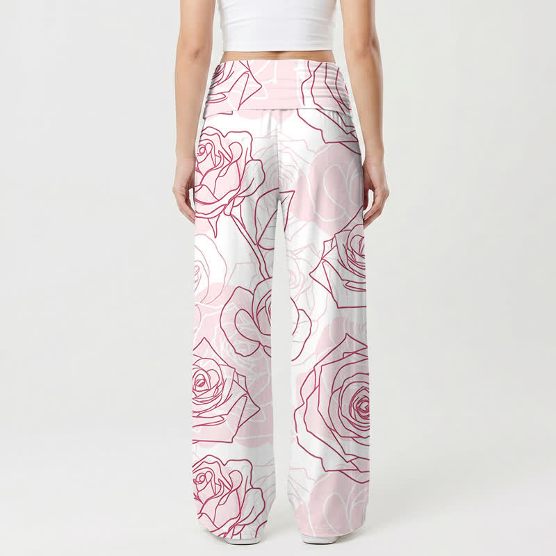Christianartworkshop Pantalones de pierna ancha para mujer Blush Rose Heart Cross Lounge - image 1