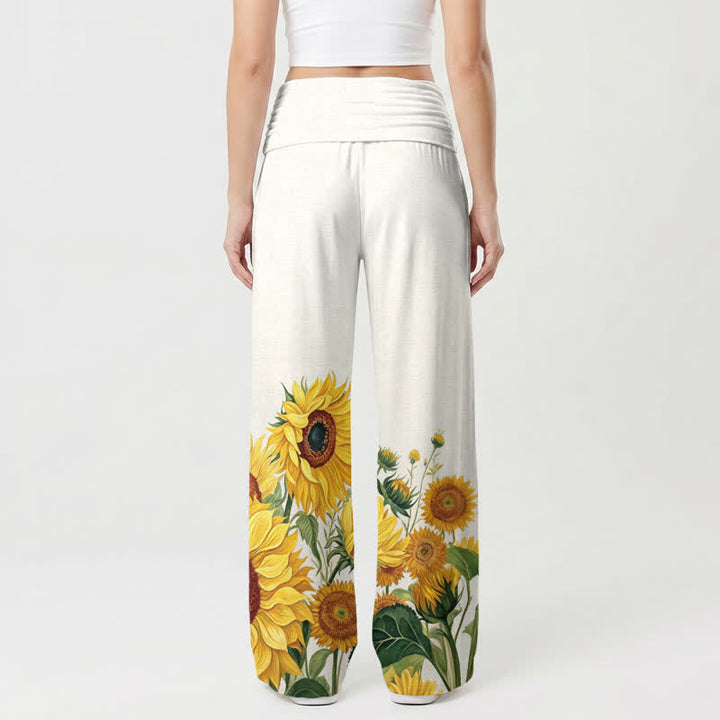 Christianartworkshop Pantalones palazzo de pierna ancha para mujer Follow The Light Sunflower - image 1