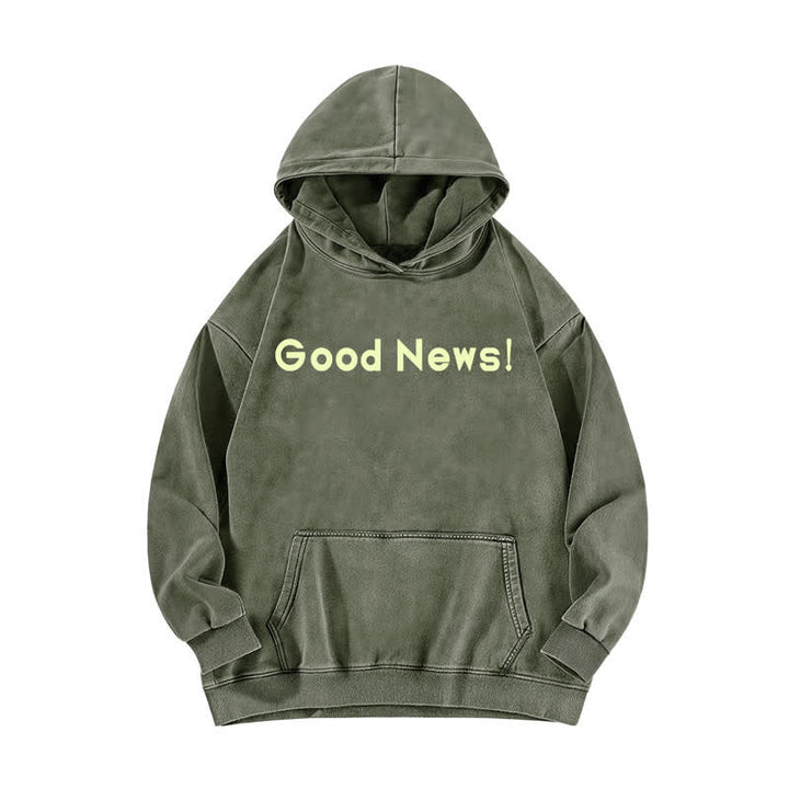 Christianartworkshop Sudadera con capucha lavada con estampado de buenas noticias (parte delantera y trasera) - image 14