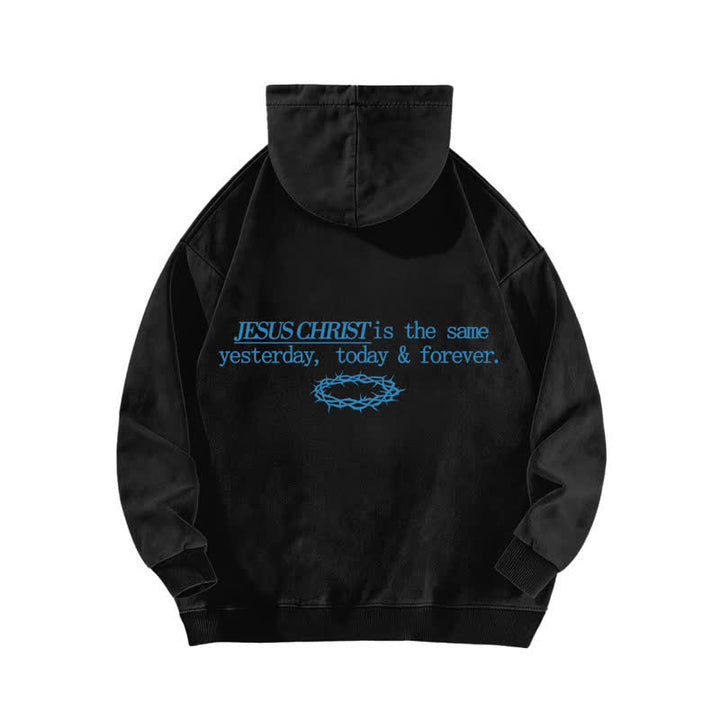 Christianartworkshop Sudadera con capucha lavada con la inscripción "Jesucristo Ayer Hoy Siempre" - image 1