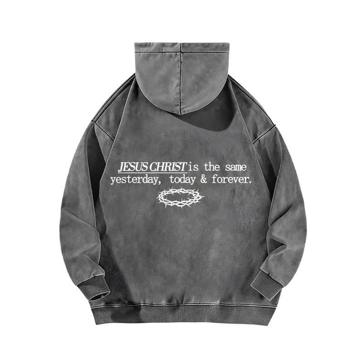 Christianartworkshop Sudadera con capucha lavada con la inscripción "Jesucristo Ayer Hoy Siempre" - image 4